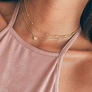 Gold Heart Choker Necklace